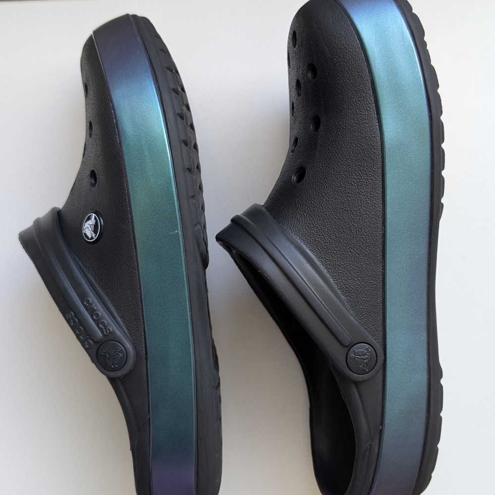 Black and Iridescent Clogs